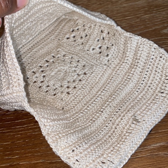 Crocheted Handbag with Oversized Floral Button